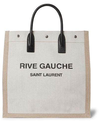 Saint Laurent Noe Leather-trimmed Logo-print Canvas Tote Bag - White