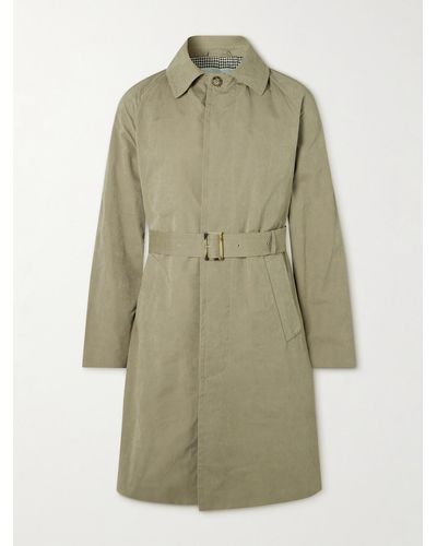 Valstar Belted Waxed-canvas Trench Coat - Green