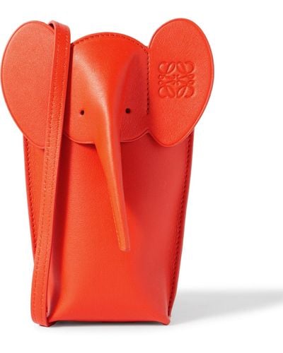 Loewe Elephant Pocket Leather Messenger Bag - Red