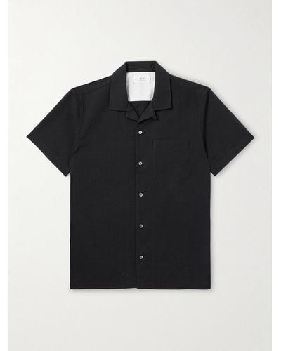 MR P. Convertible-collar Cotton-seersucker Shirt - Black