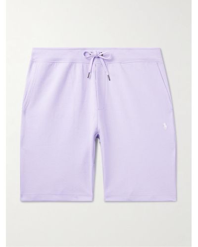 Polo Ralph Lauren Straight-leg Logo-embroidered Cotton-blend Jersey Drawstring Shorts - Purple