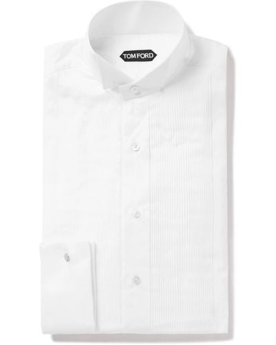 Tom Ford Wing-collar Bib-front Cotton-poplin Tuxedo Shirt - White
