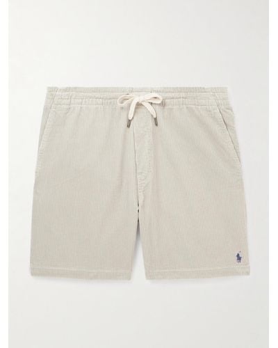Polo Ralph Lauren Prepster Straight-leg Logo-embroidered Cotton-corduroy Drawstring Shorts - Natural