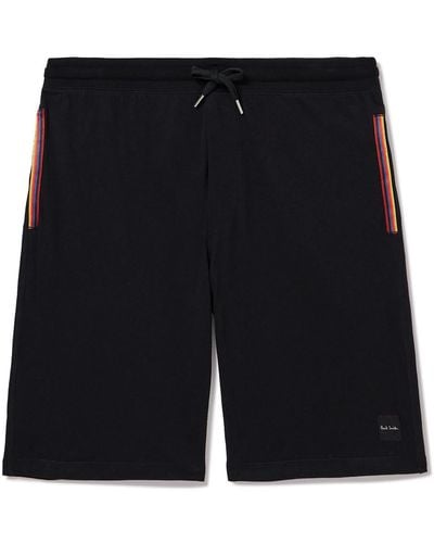Paul Smith Straight-leg Grosgrain-trimmed Cotton-jersey Drawstring Shorts - Black