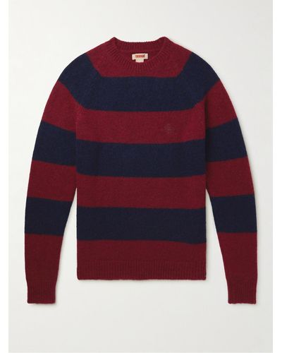 Baracuta Shetland Striped Wool-blend Sweater - Red