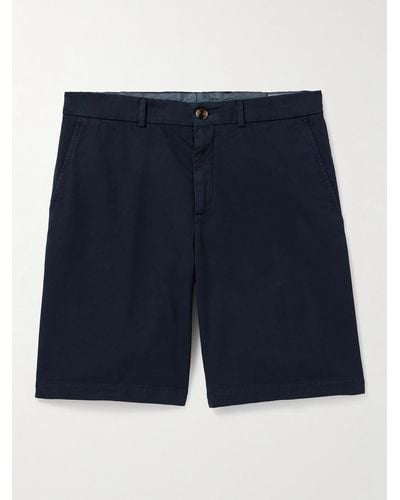 Brunello Cucinelli Straight-leg Cotton-twill Bermuda Shorts - Blue