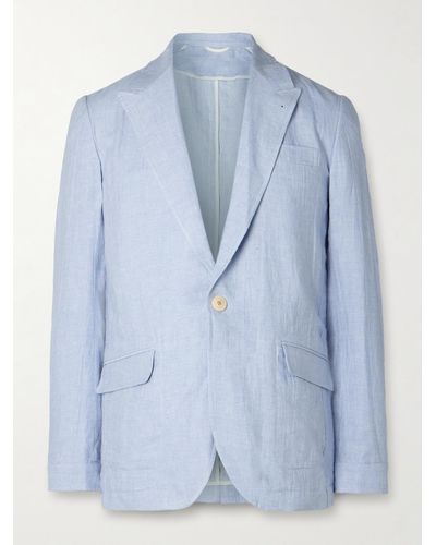 Oliver Spencer Wyndhams Unstructured Linen Suit Jacket - Blue