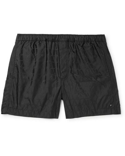 Valentino Garavani Straight-leg Mid-length Logo-jacquard Swim Shorts - Black