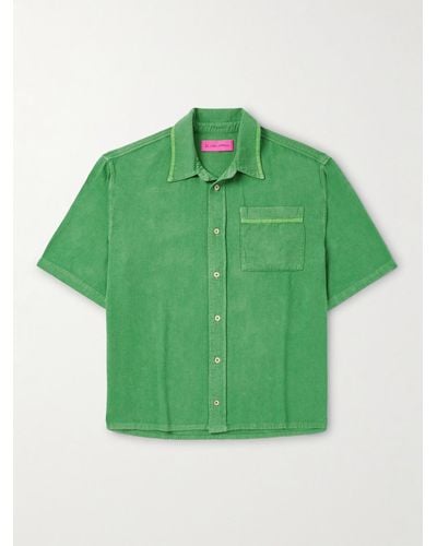 The Elder Statesman Jupiter Cotton And Silk-blend Twill Shirt - Green