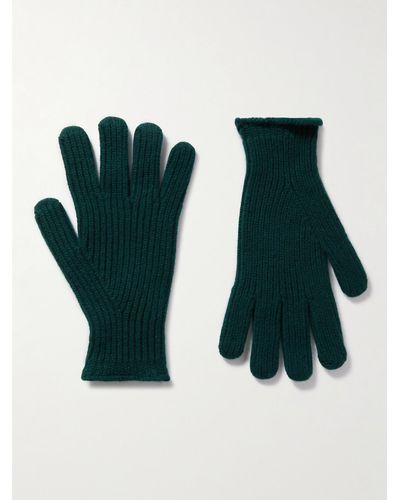 MR P. Handschuhe aus Wolle in Rippstrick - Grün