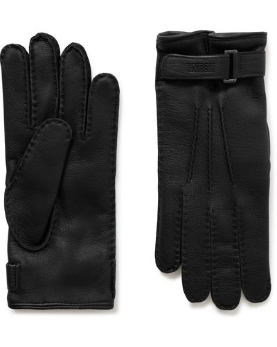 Zegna Cashmere-lined Leather Gloves - Black