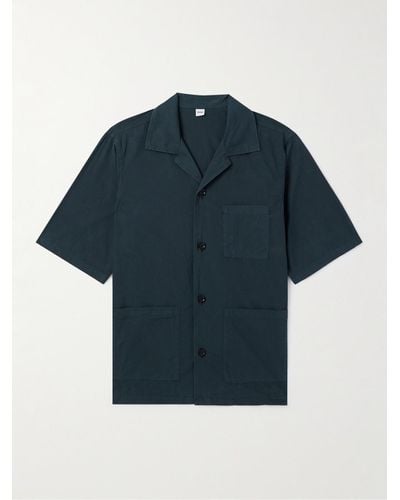 Aspesi Camp-collar Cotton-poplin Shirt - Blue