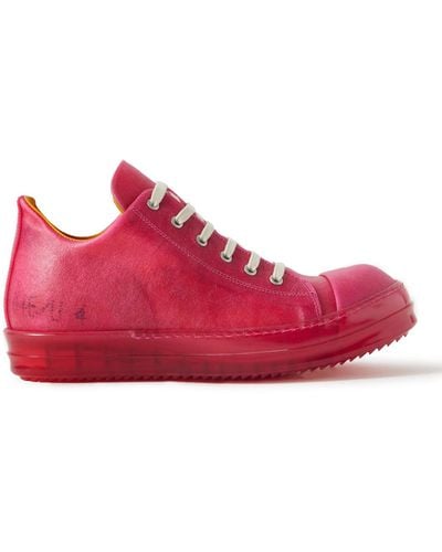 Rick Owens Leather-trimmed Rubber Sneakers - Red