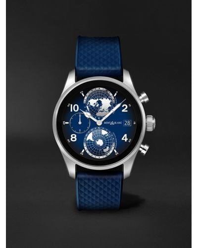 Montblanc Summit 3 42 mm Smart Watch aus Titan mit Kautschukarmband - Blau