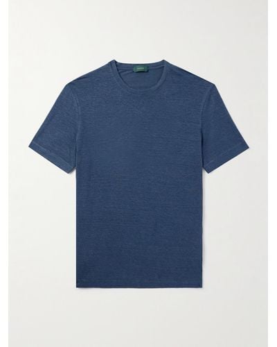 Incotex Zanone T-Shirt aus Stretch-Leinen - Blau