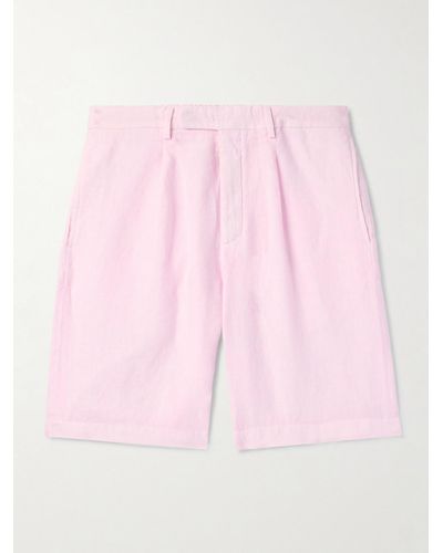 Boglioli Gerade geschnittene Shorts aus Leinen mit Falten - Pink