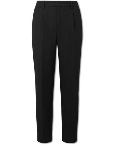 Straight-Leg Pleated Cotton Trousers