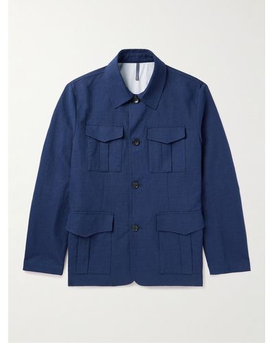 Incotex Cotton And Linen-blend Jacket - Blue