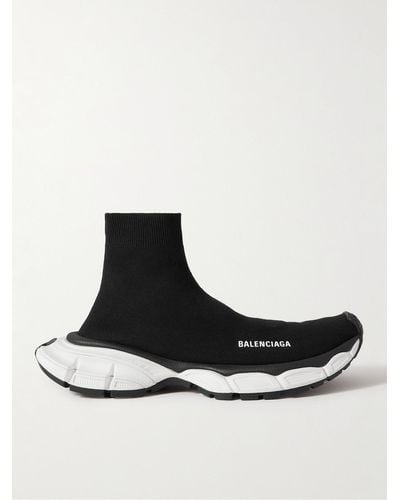 Balenciaga 3XL Sock Slip-ons aus Stretch-Strick mit Logoprint - Weiß