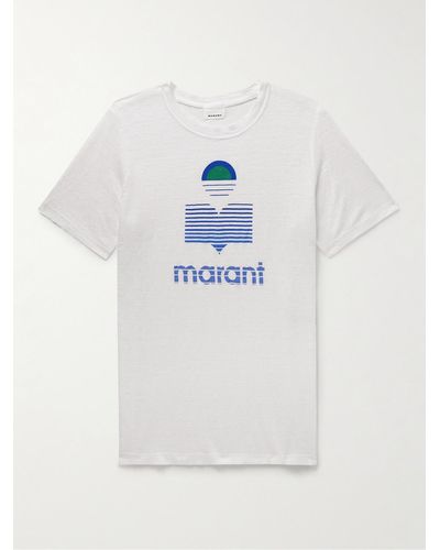 Isabel Marant Karman T-Shirt aus Leinen-Jersey mit Logoprint - Weiß