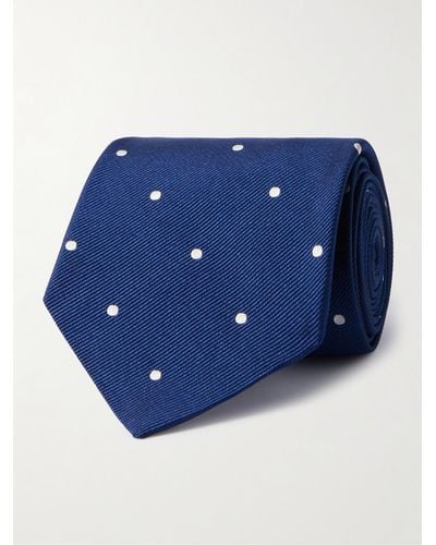 Loro Piana My Spots Krawatte aus Seiden-Twill mit Punkten - Blau