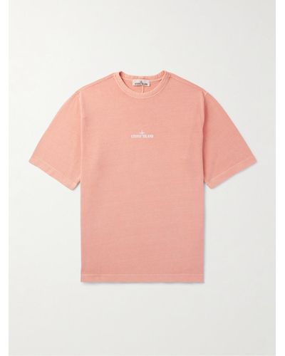 Stone Island T-Shirt aus Baumwoll-Jersey mit Logoprint - Pink