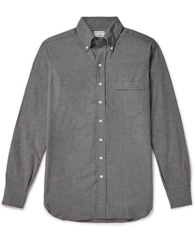 Kingsman Drake's Button-down Collar Cotton-flannel Shirt - Gray