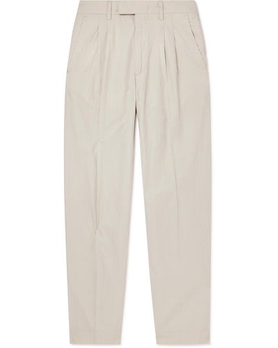 NN07 Fritz 1062 Tapered Pleated Stretch-cotton Seersucker Suit Pants - White