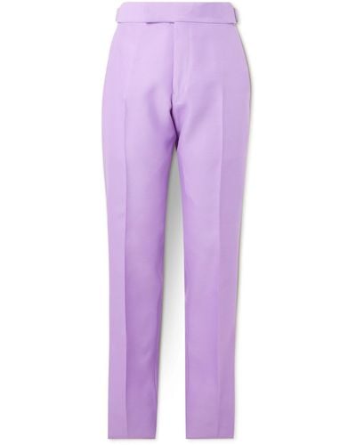 Tom Ford Straight-leg Wool And Silk-blend Poplin Suit Pants - Purple