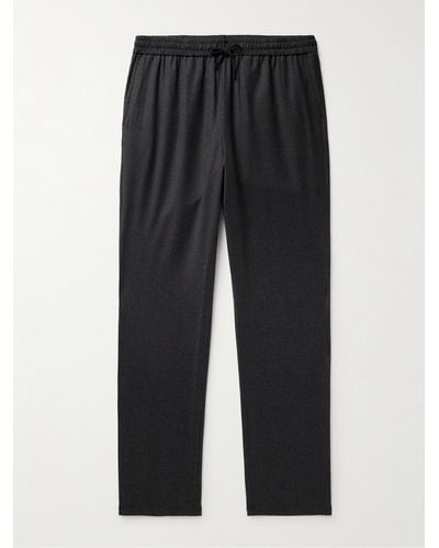De Bonne Facture Straight-leg Wool-flannel Drawstring Trousers - Black