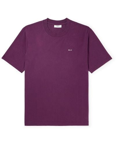 NN07 Adam 3209 Logo-embroidered Pima Cotton-jersey T-shirt - Purple
