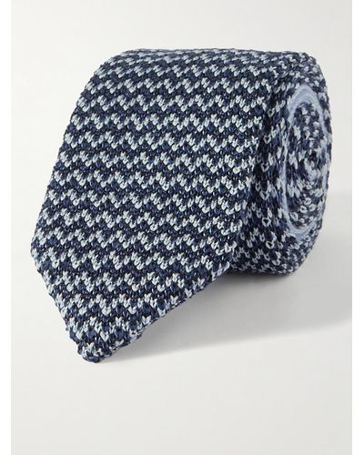 Missoni 8.5cm Crochet-knit Wool And Silk-blend Tie - Blue