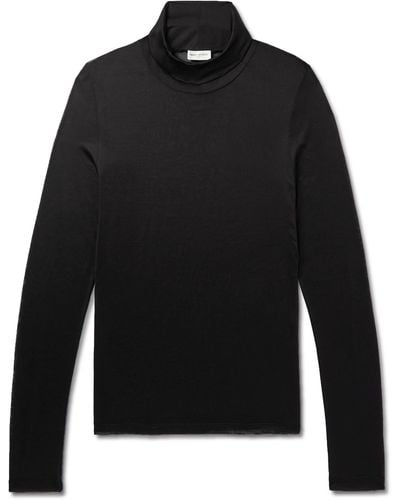 Saint Laurent Silk-jersey Turtleneck T-shirt - Black
