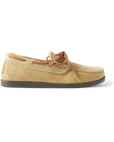 Yuketen Canoe Suede Boat Shoes - Natural