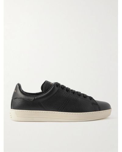 Tom Ford Warwick Perforated Full-grain Leather Trainers - Black