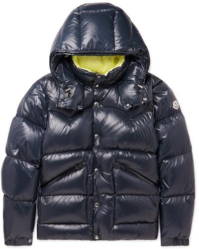 Moncler Coutard Quilted Glossed-shell Hooded Down Jacket - Blue