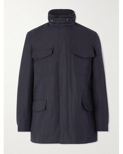 Loro Piana Field jacket in misto cotone e lino Rain System® Traveler - Blu