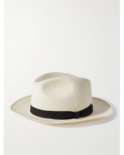 Anderson & Sheppard Grosgrain-trimmed Straw Panama Hat - White