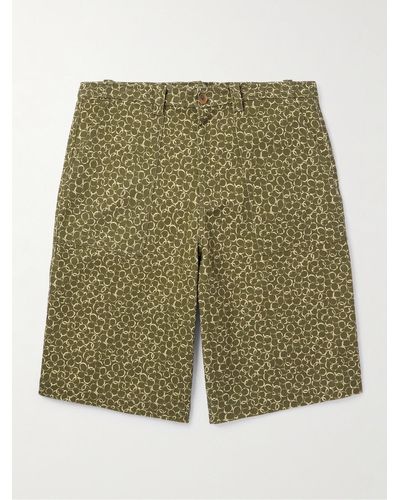 Maison Kitsuné Floral-print Cotton-drill Bermuda Shorts - Green