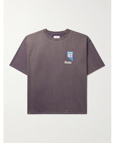Rhude Logo-print Cotton-jersey T-shirt - Purple