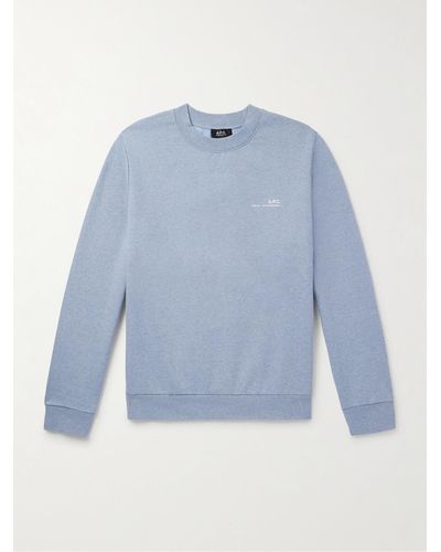 A.P.C. Item Sweatshirt aus Jersey aus einer Baumwollmischung mit Logoprint - Blau