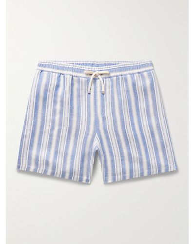 Loro Piana Bermuda Bay Straight-leg Striped Linen Drawstring Shorts - Blue