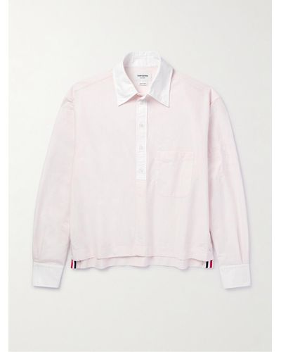 Thom Browne Grosgrain-trimmed Supima Cotton Oxford Shirt - Natural