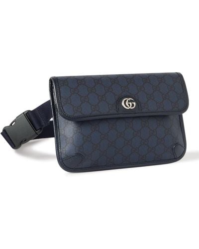 Gucci Ophidia Leather-trimmed Monogrammed Coated-canvas Belt Bag - Blue
