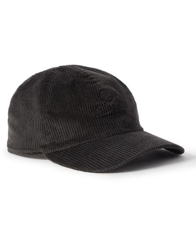 Loro Piana Logo-embroidered Storm System® Cotton-blend Corduroy Baseball Cap - Black