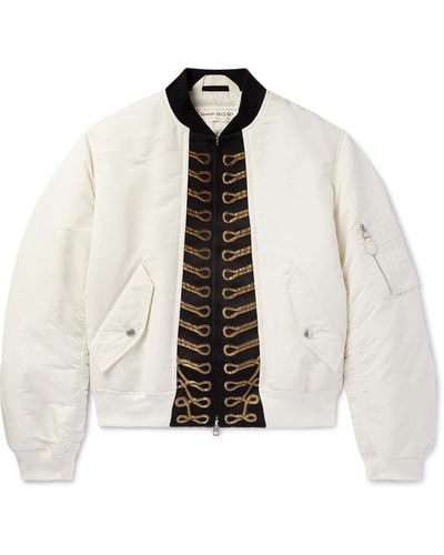 Alexander McQueen Embroidered Shell Bomber Jacket - White