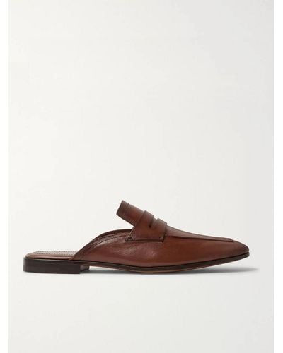 Berluti Lorenzo Leather Backless Loafers - Brown