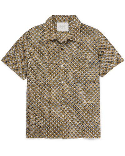 Kardo Chintan Convertible-collar Printed Cotton Shirt - Gray