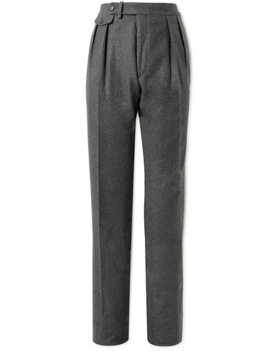 Ralph Lauren Purple Label Straight-leg Pleated Wool Pants - Gray