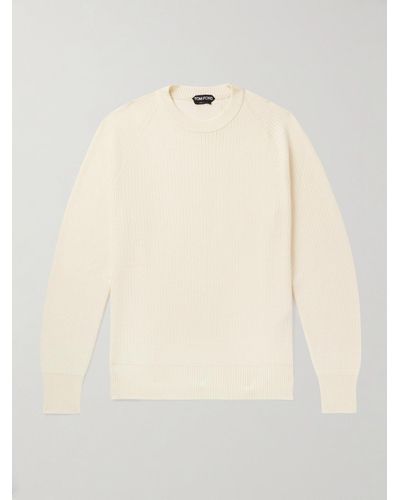 Tom Ford Knitted Wool And Silk-blend Jumper - Natural
